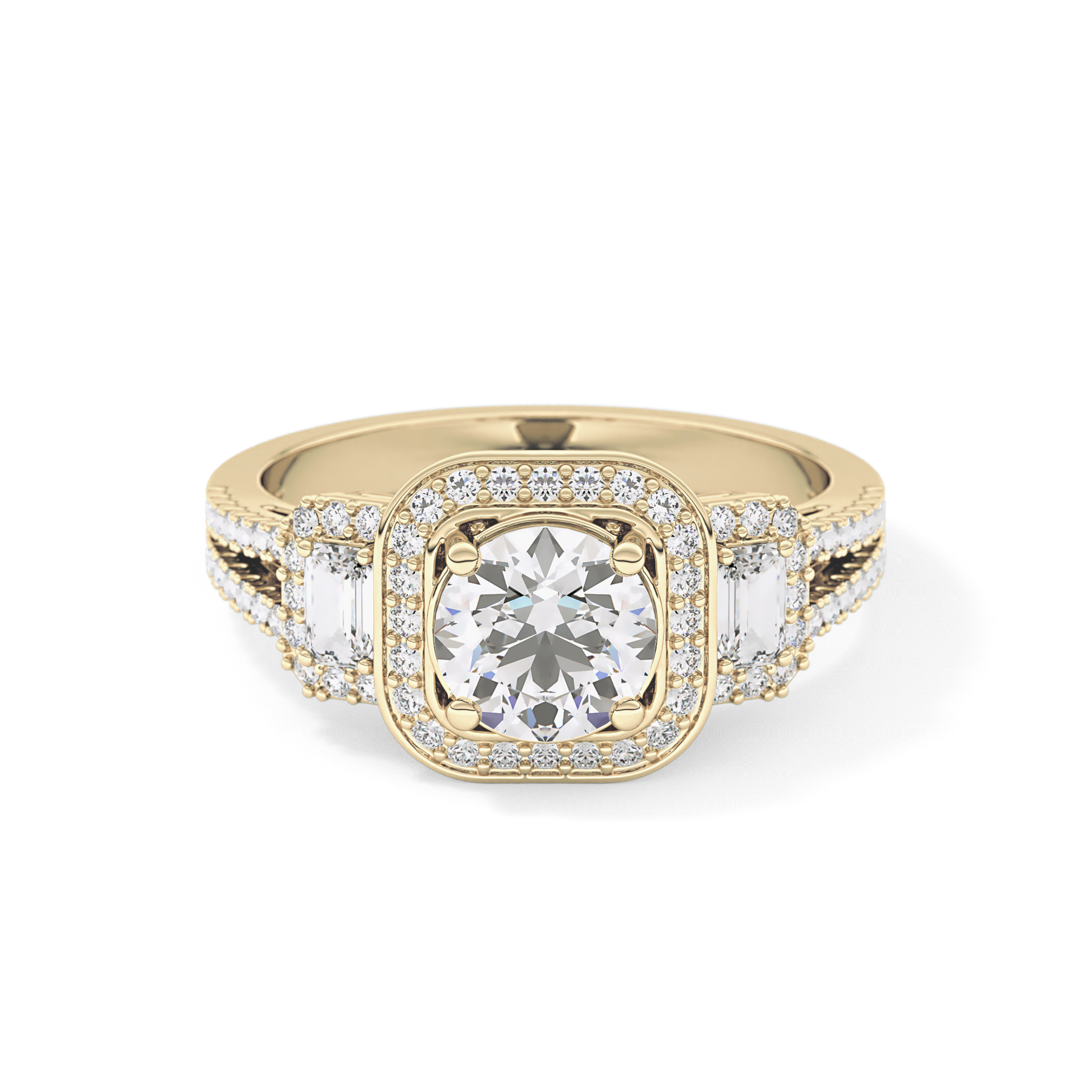 Round Cluster Lab Grown Diamond Engagement Ring