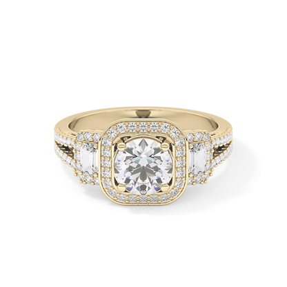 Round Cluster Lab Grown Diamond Engagement Ring