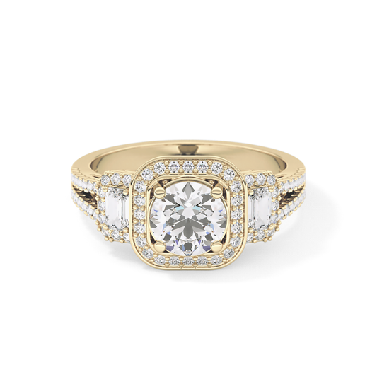 Round Cluster Lab Grown Diamond Engagement Ring