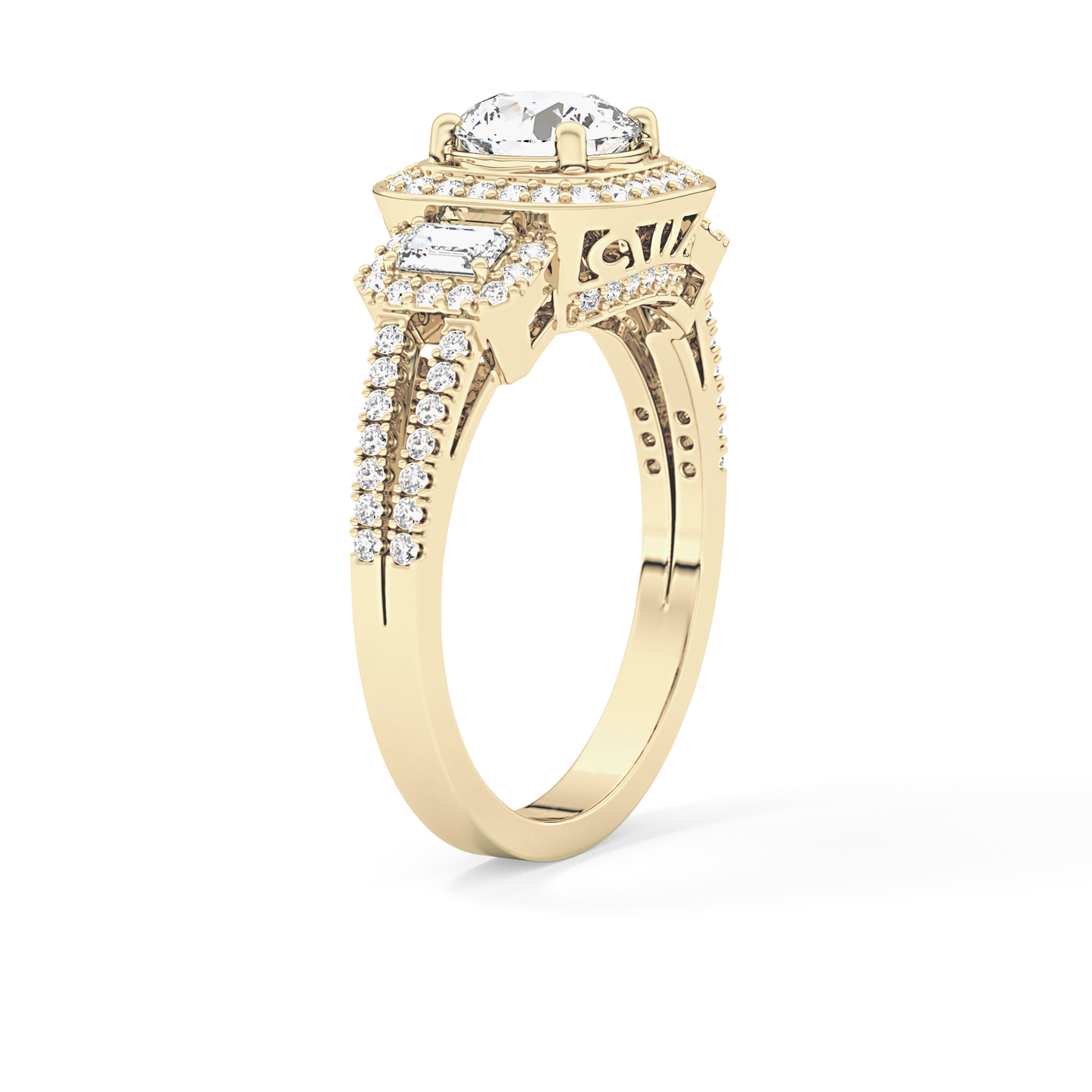 Round Cluster Lab Grown Diamond Engagement Ring