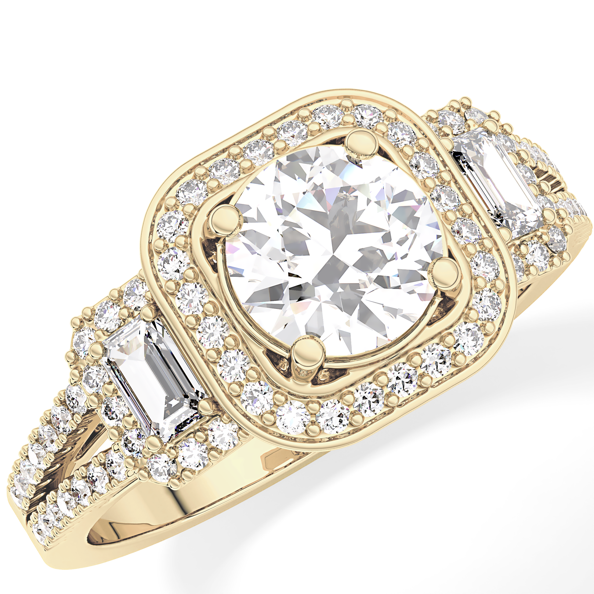 Round Cluster Lab Grown Diamond Engagement Ring