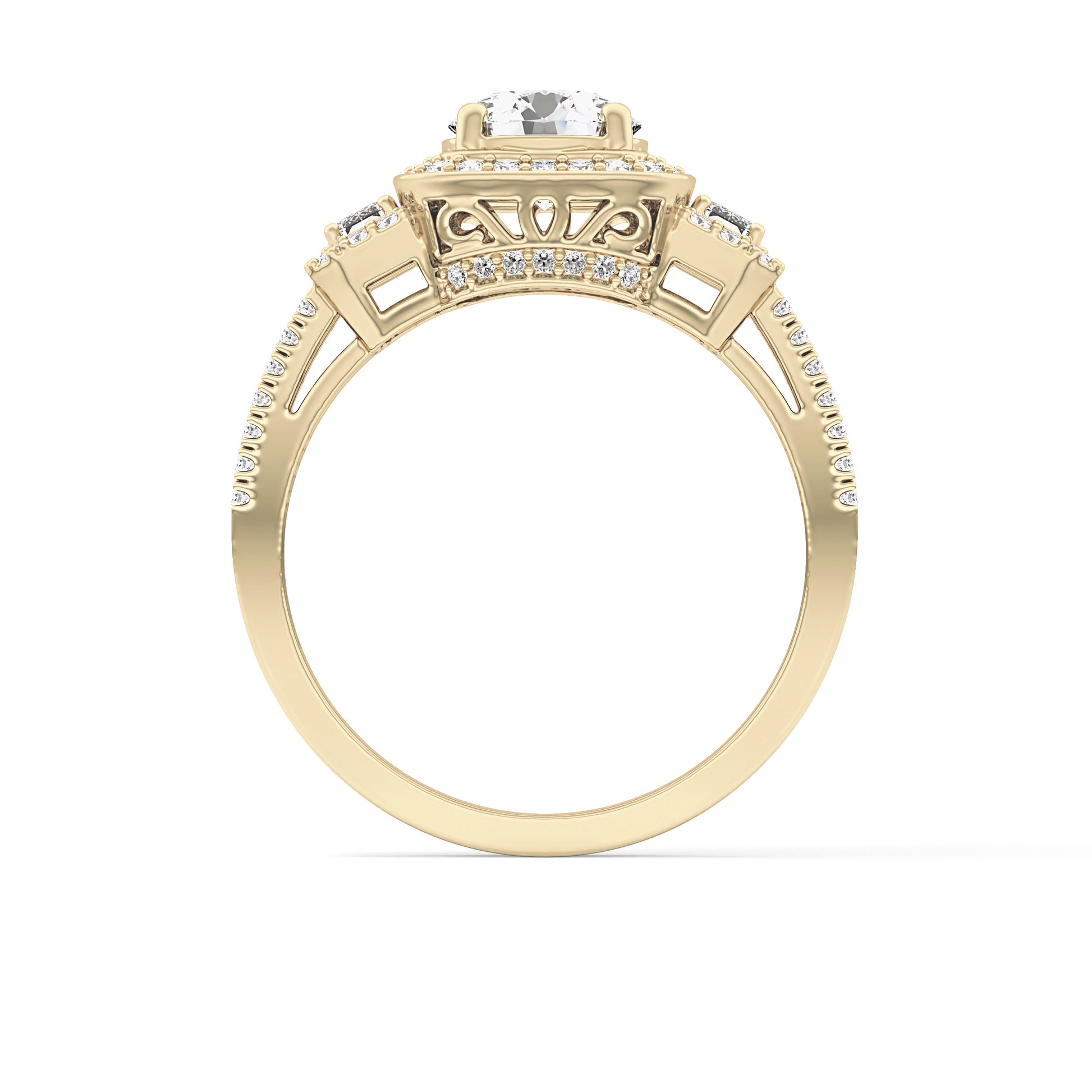 Round Cluster Lab Grown Diamond Engagement Ring