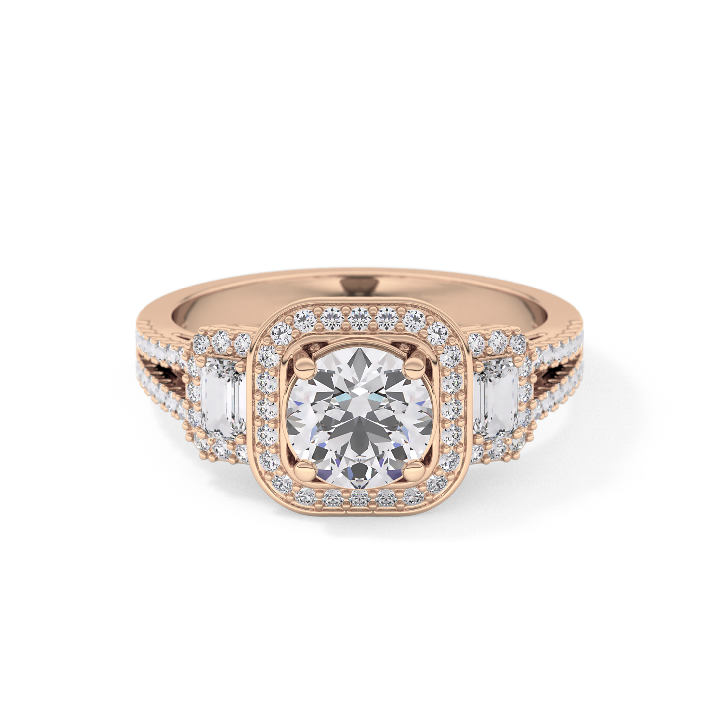 Round Cluster Lab Grown Diamond Engagement Ring