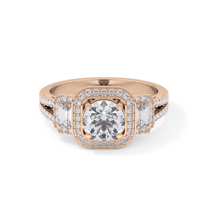 Round Cluster Lab Grown Diamond Engagement Ring
