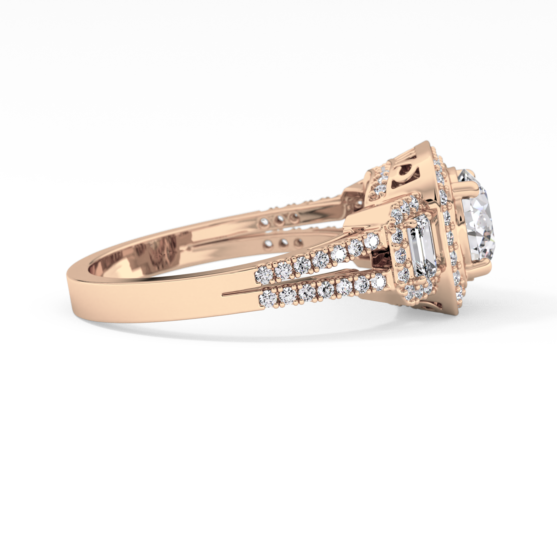 Round Cluster Lab Grown Diamond Engagement Ring