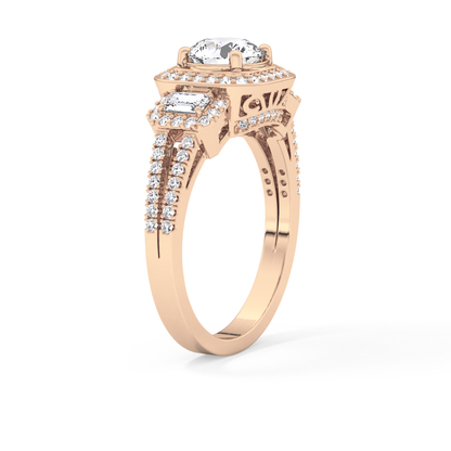Round Cluster Lab Grown Diamond Engagement Ring