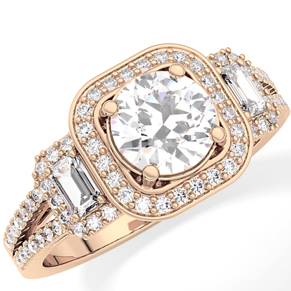 Round Cluster Lab Grown Diamond Engagement Ring