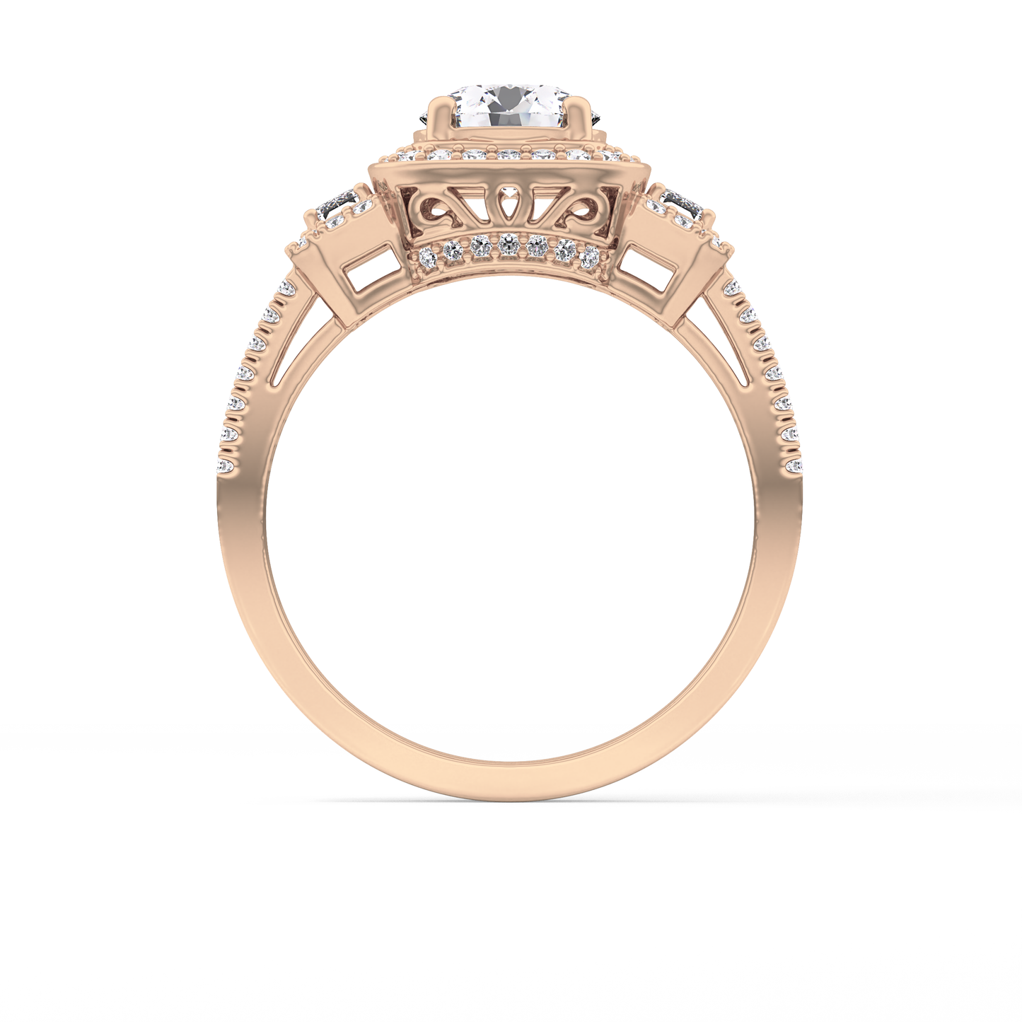 Round Cluster Lab Grown Diamond Engagement Ring