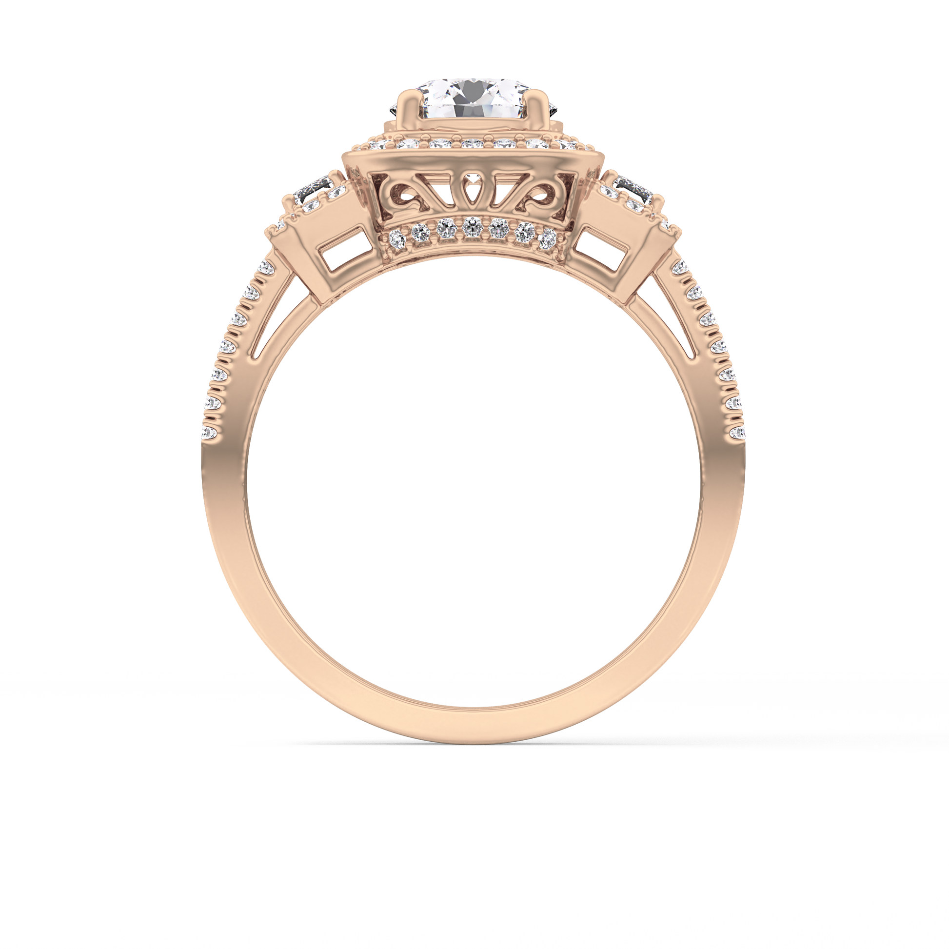 Round Cluster Lab Grown Diamond Engagement Ring