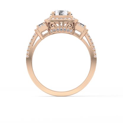 Round Cluster Lab Grown Diamond Engagement Ring
