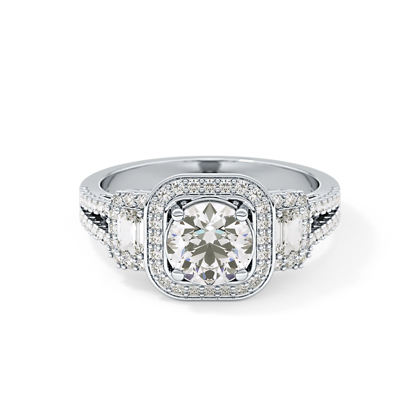 Round Cluster Lab Grown Diamond Engagement Ring