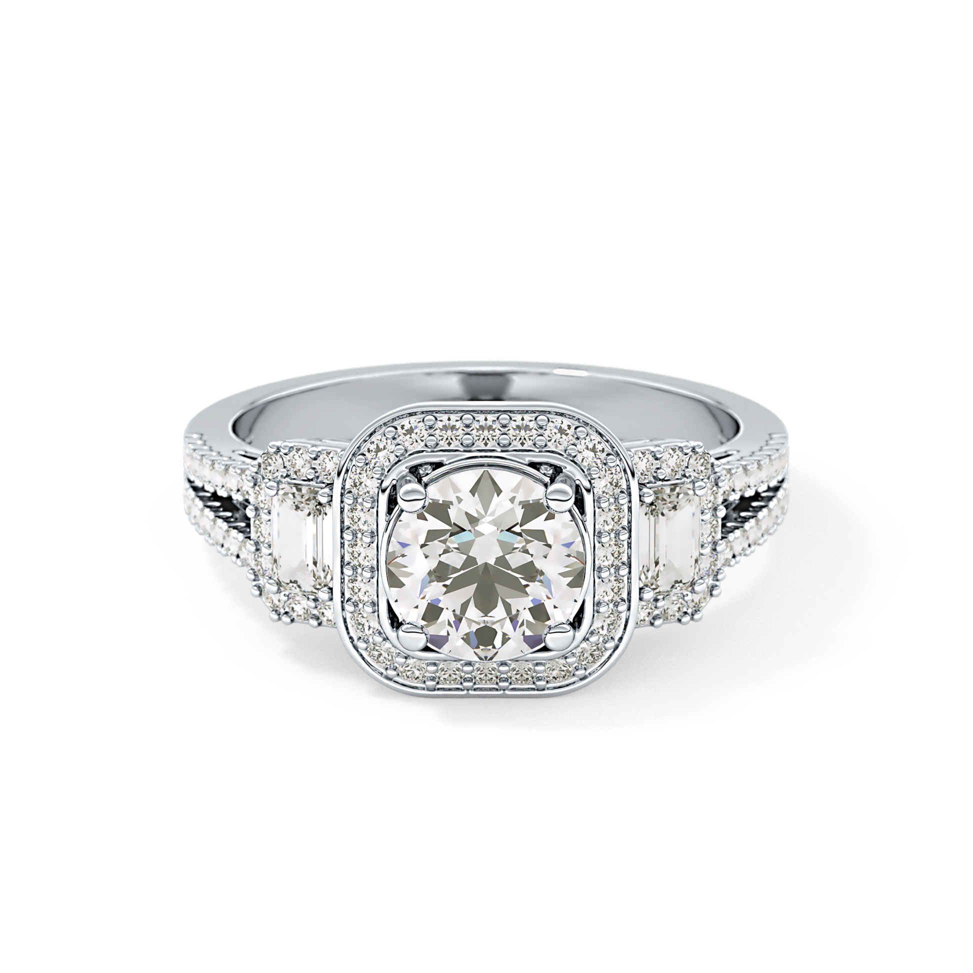 Round Cluster Lab Grown Diamond Engagement Ring