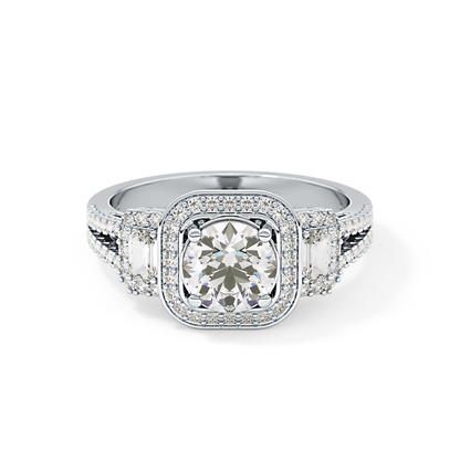 Round Cluster Lab Grown Diamond Engagement Ring