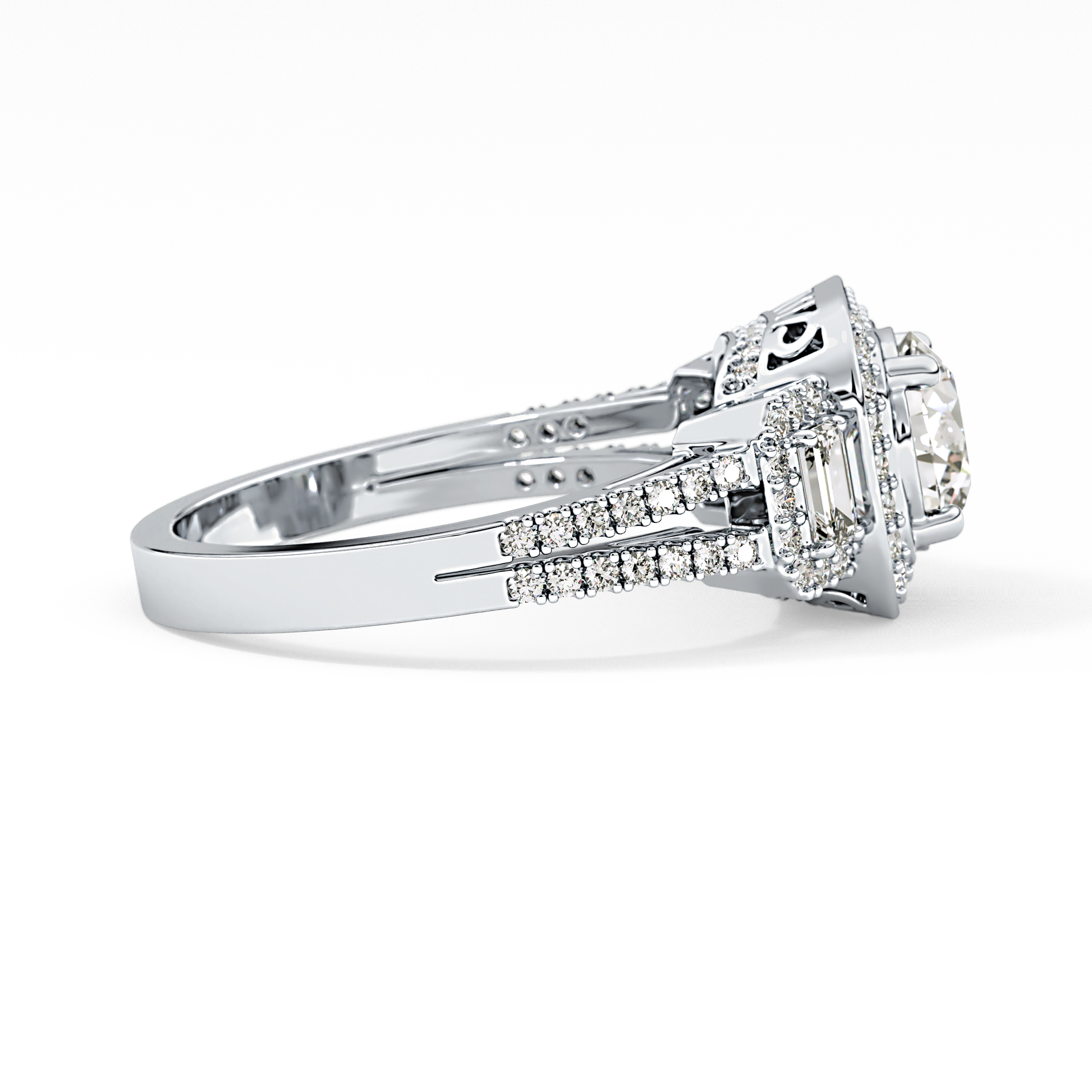 Round Cluster Lab Grown Diamond Engagement Ring