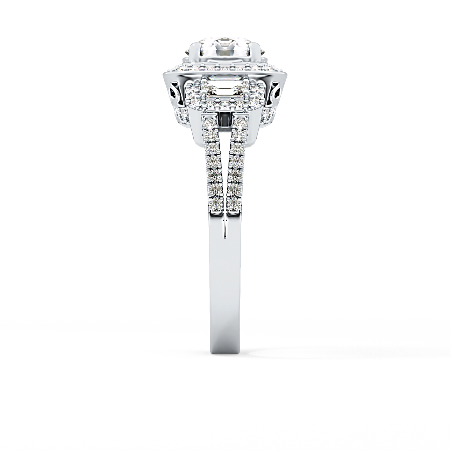 Round Cluster Lab Grown Diamond Engagement Ring