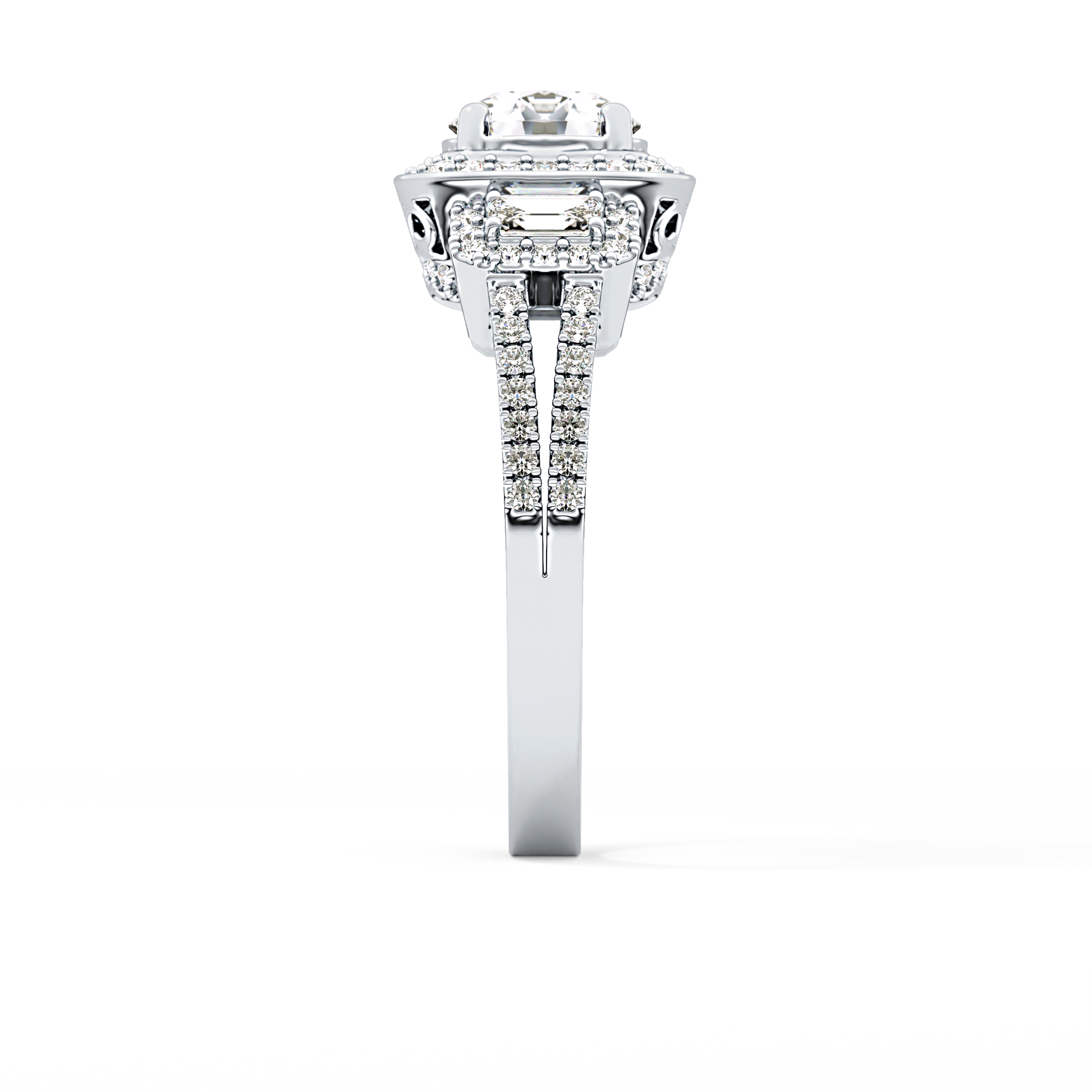 Round Cluster Lab Grown Diamond Engagement Ring