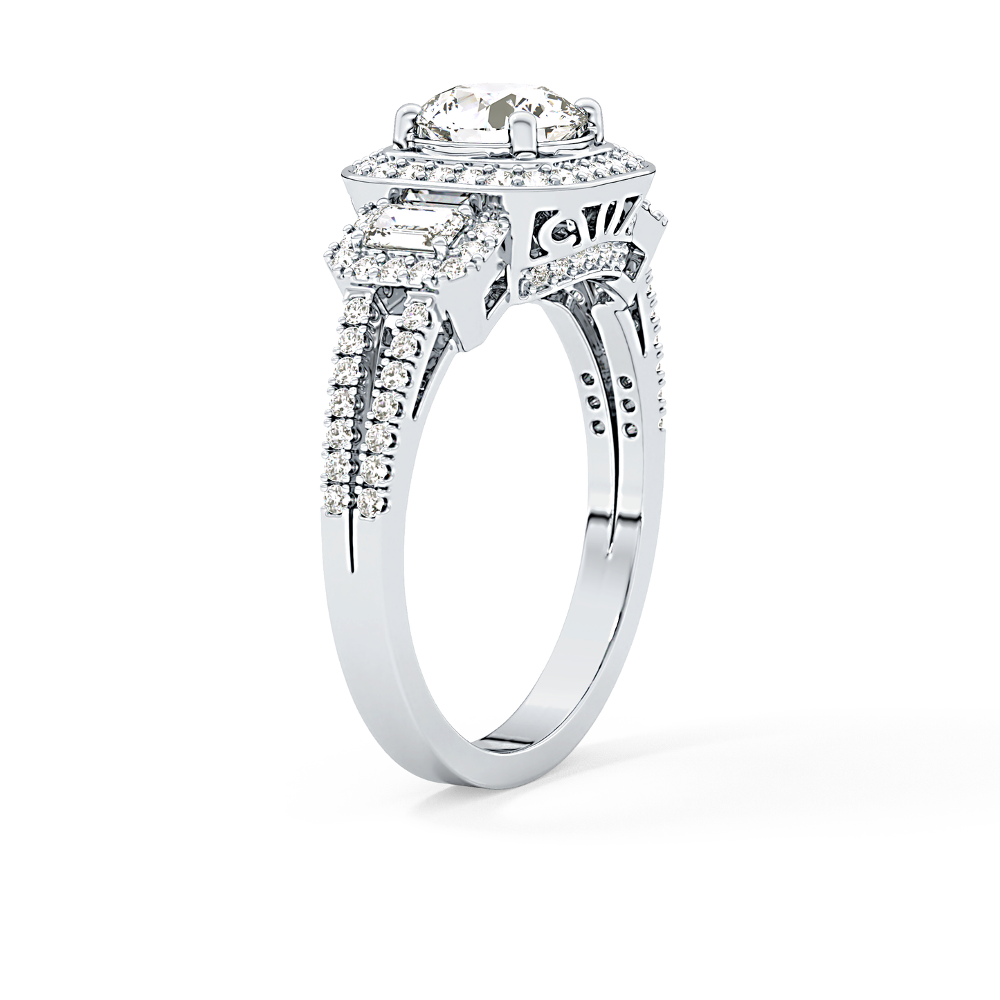 Round Cluster Lab Grown Diamond Engagement Ring