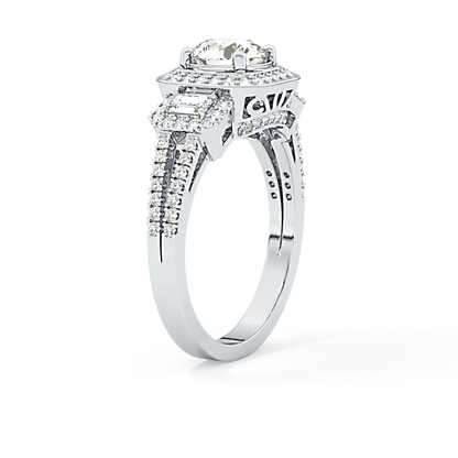 Round Cluster Lab Grown Diamond Engagement Ring