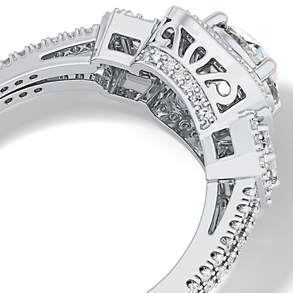 Round Cluster Lab Grown Diamond Engagement Ring
