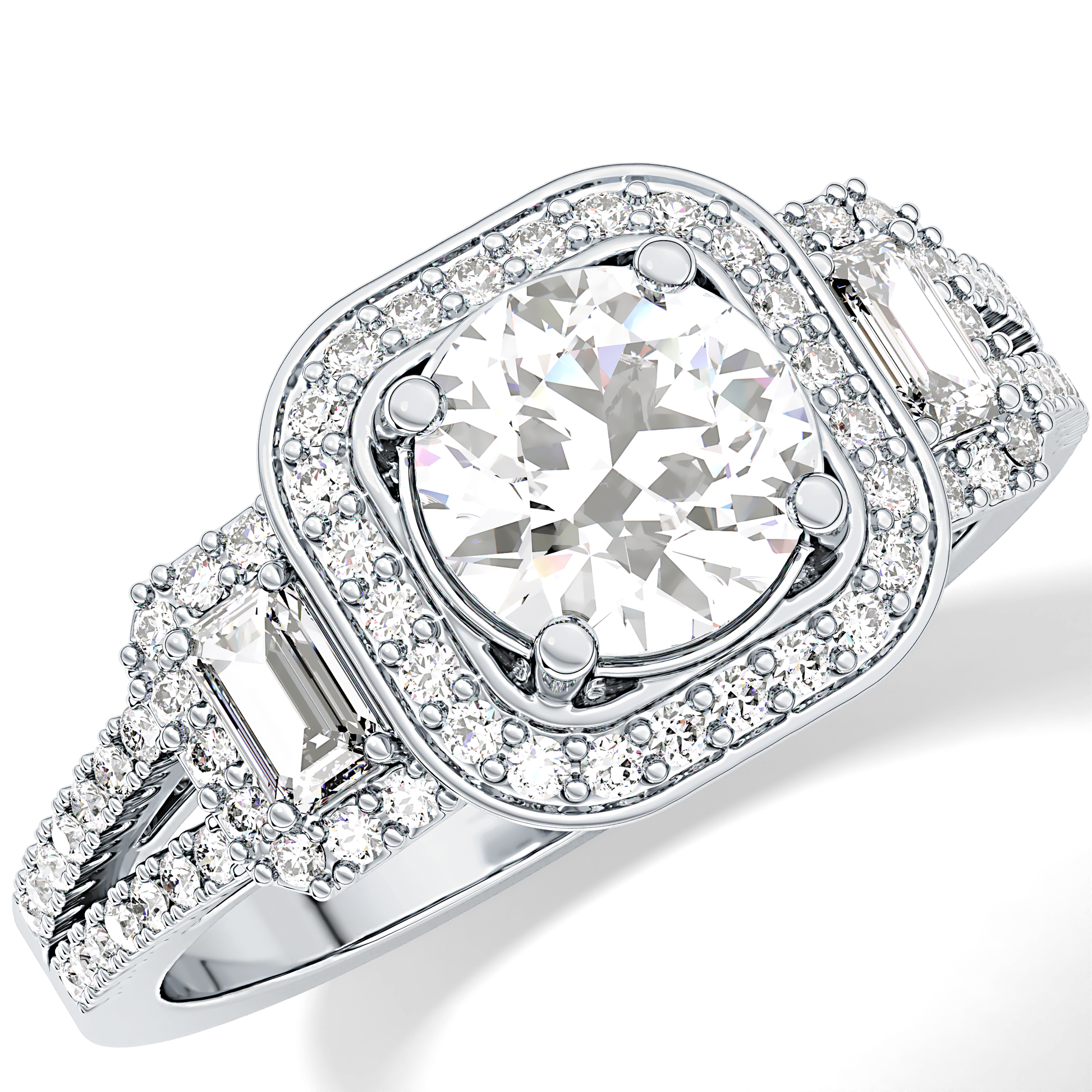 Round Cluster Lab Grown Diamond Engagement Ring