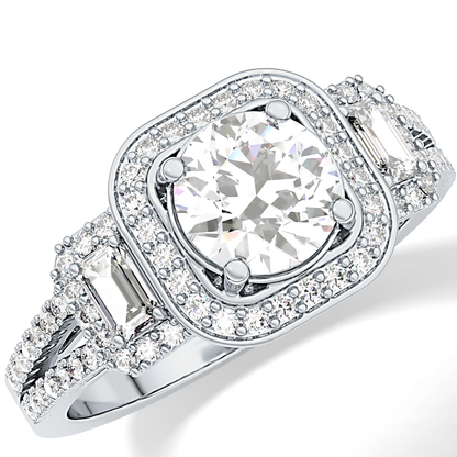 Round Cluster Lab Grown Diamond Engagement Ring