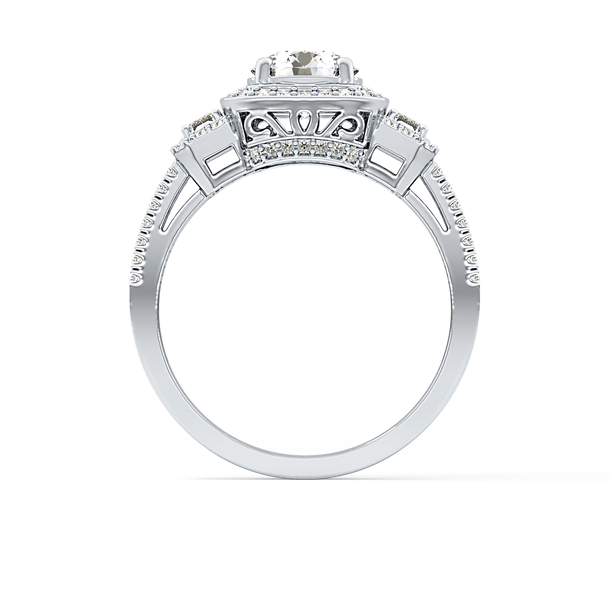Round Cluster Lab Grown Diamond Engagement Ring