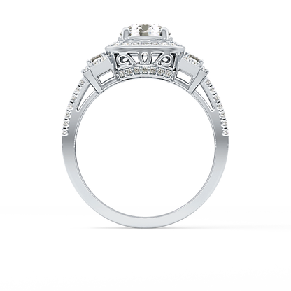 Round Cluster Lab Grown Diamond Engagement Ring