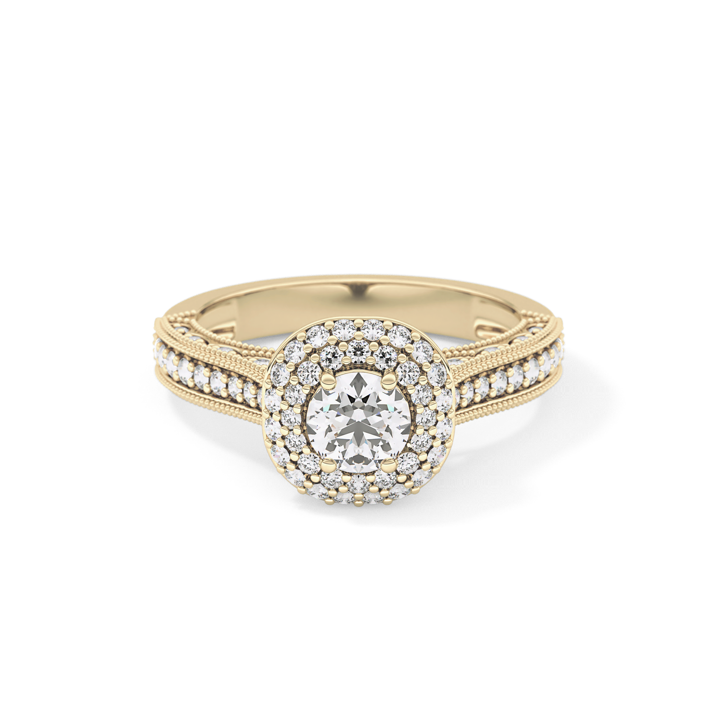 Round Halo & Pave Lab Grown Diamond Engagement Ring