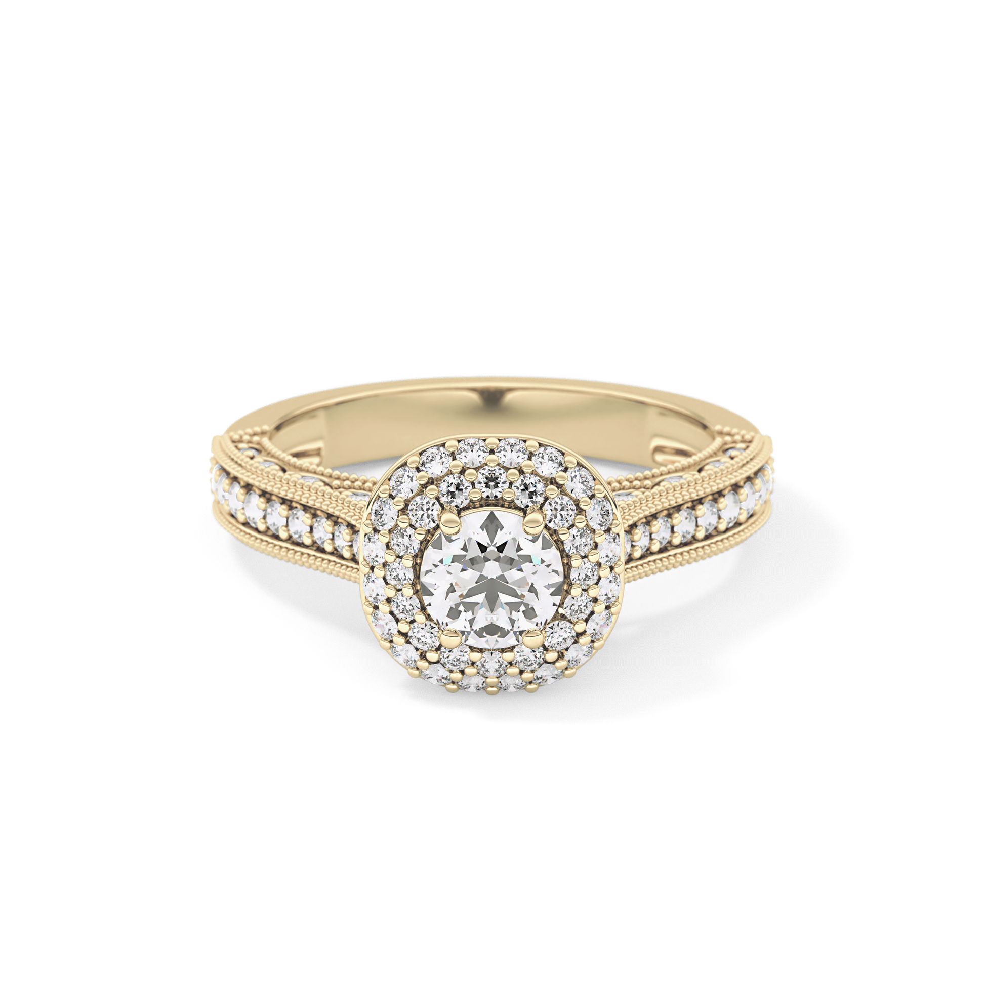 Round Halo & Pave Lab Grown Diamond Engagement Ring