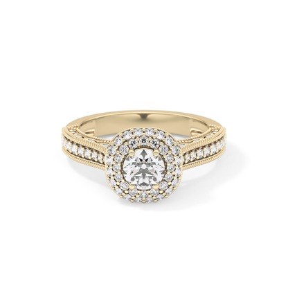 Round Halo & Pave Lab Grown Diamond Engagement Ring