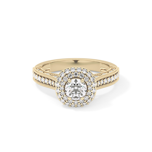 Round Halo & Pave Lab Grown Diamond Engagement Ring