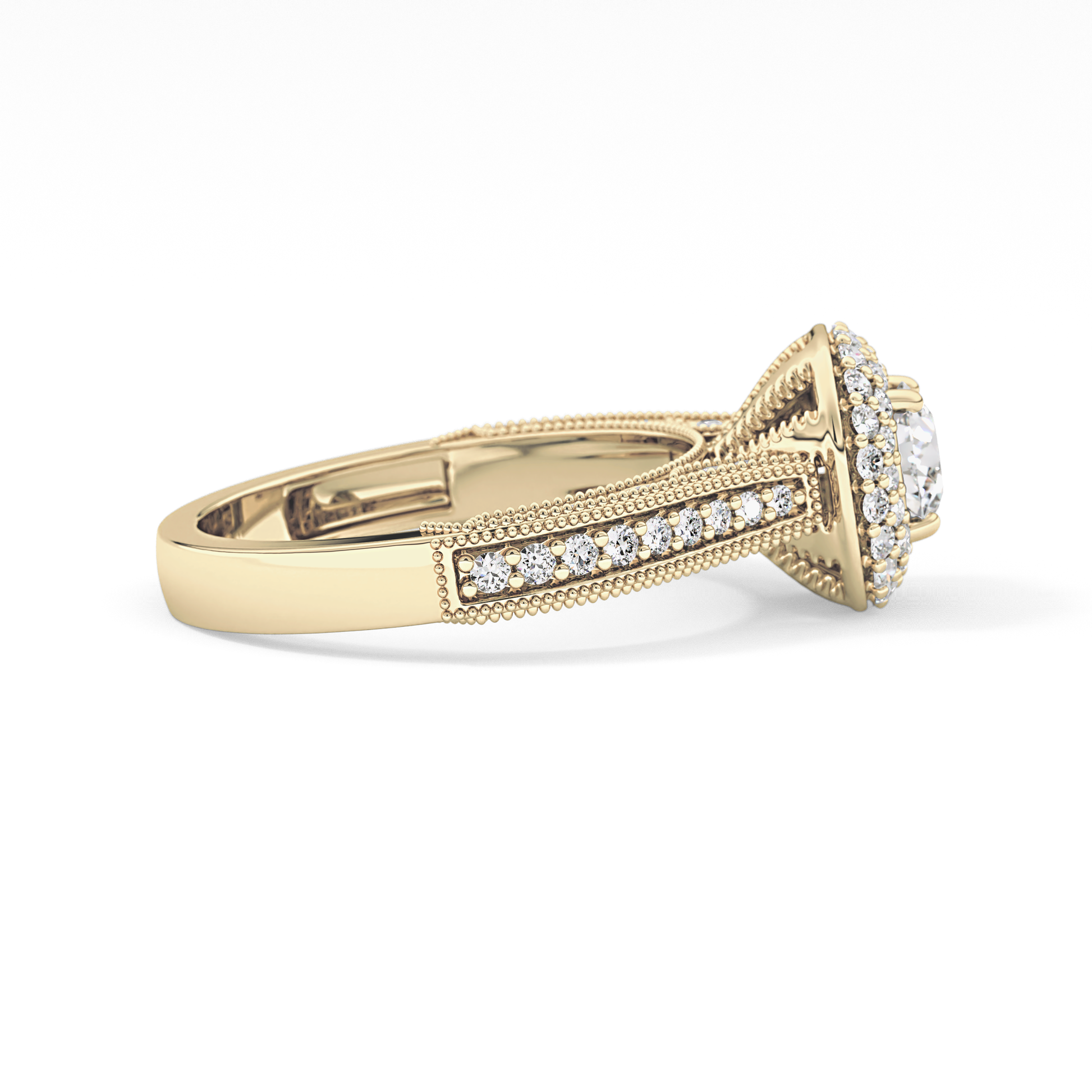 Round Halo & Pave Lab Grown Diamond Engagement Ring