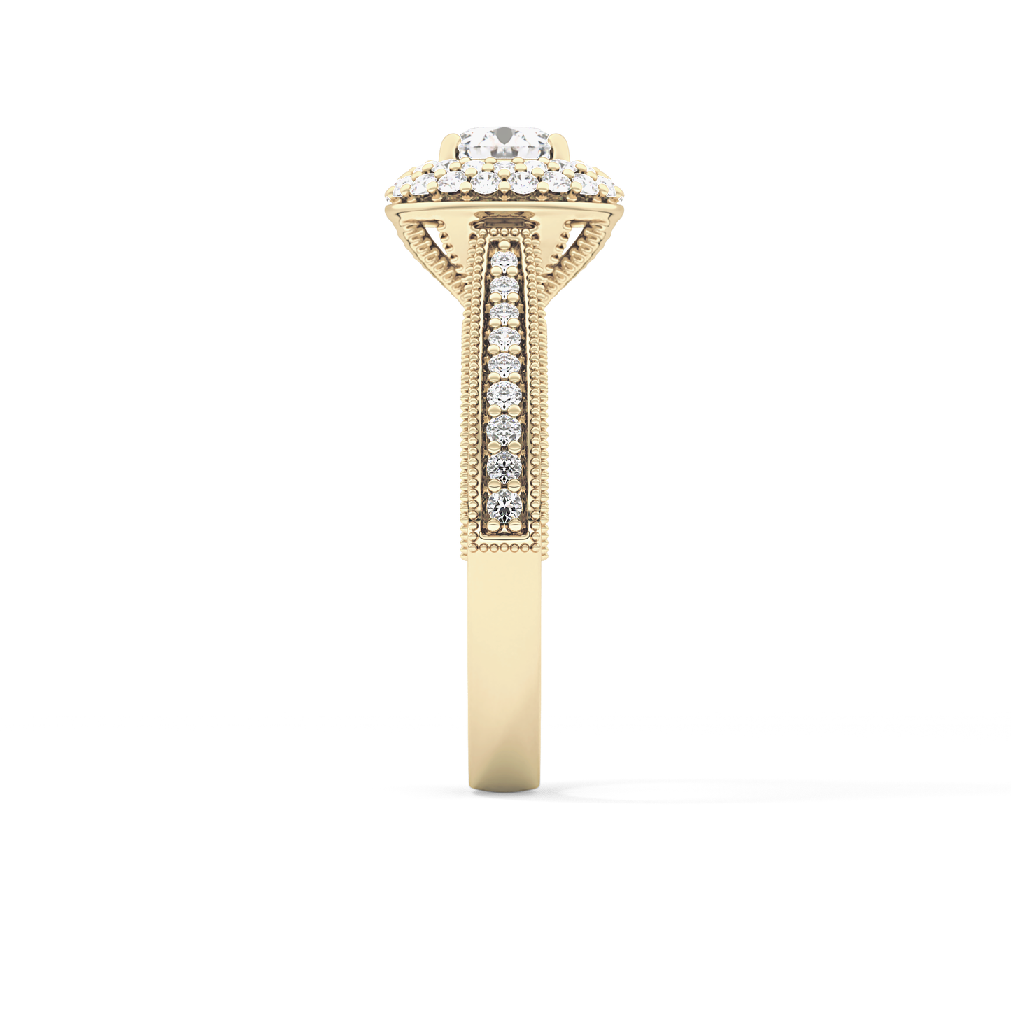 Round Halo & Pave Lab Grown Diamond Engagement Ring