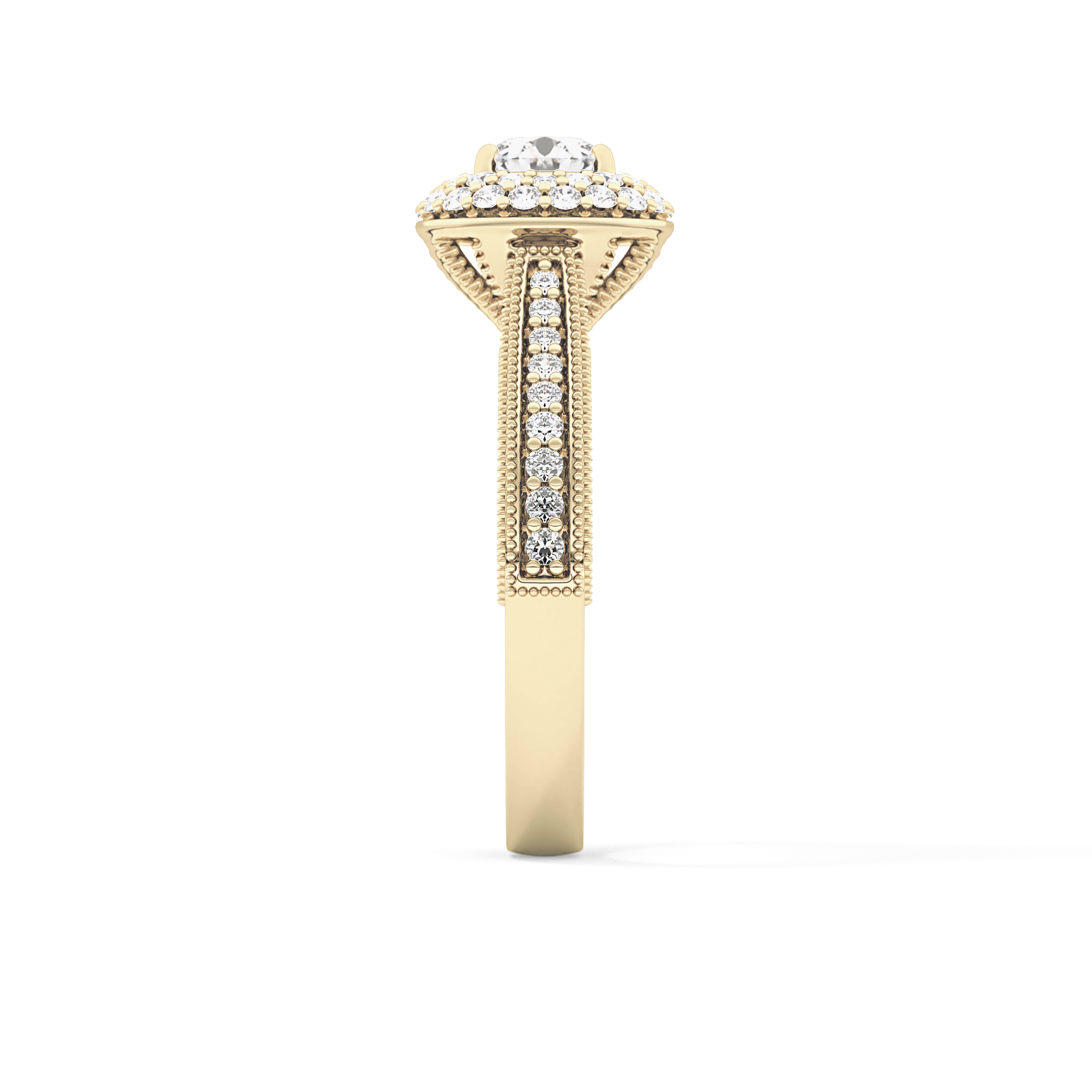Round Halo & Pave Lab Grown Diamond Engagement Ring