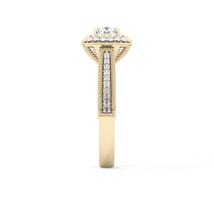 Round Halo & Pave Lab Grown Diamond Engagement Ring