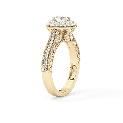 Round Halo & Pave Lab Grown Diamond Engagement Ring