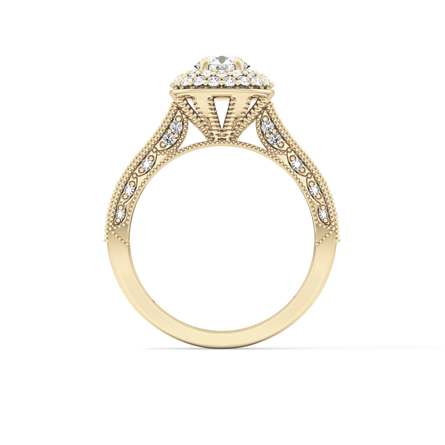Round Halo & Pave Lab Grown Diamond Engagement Ring