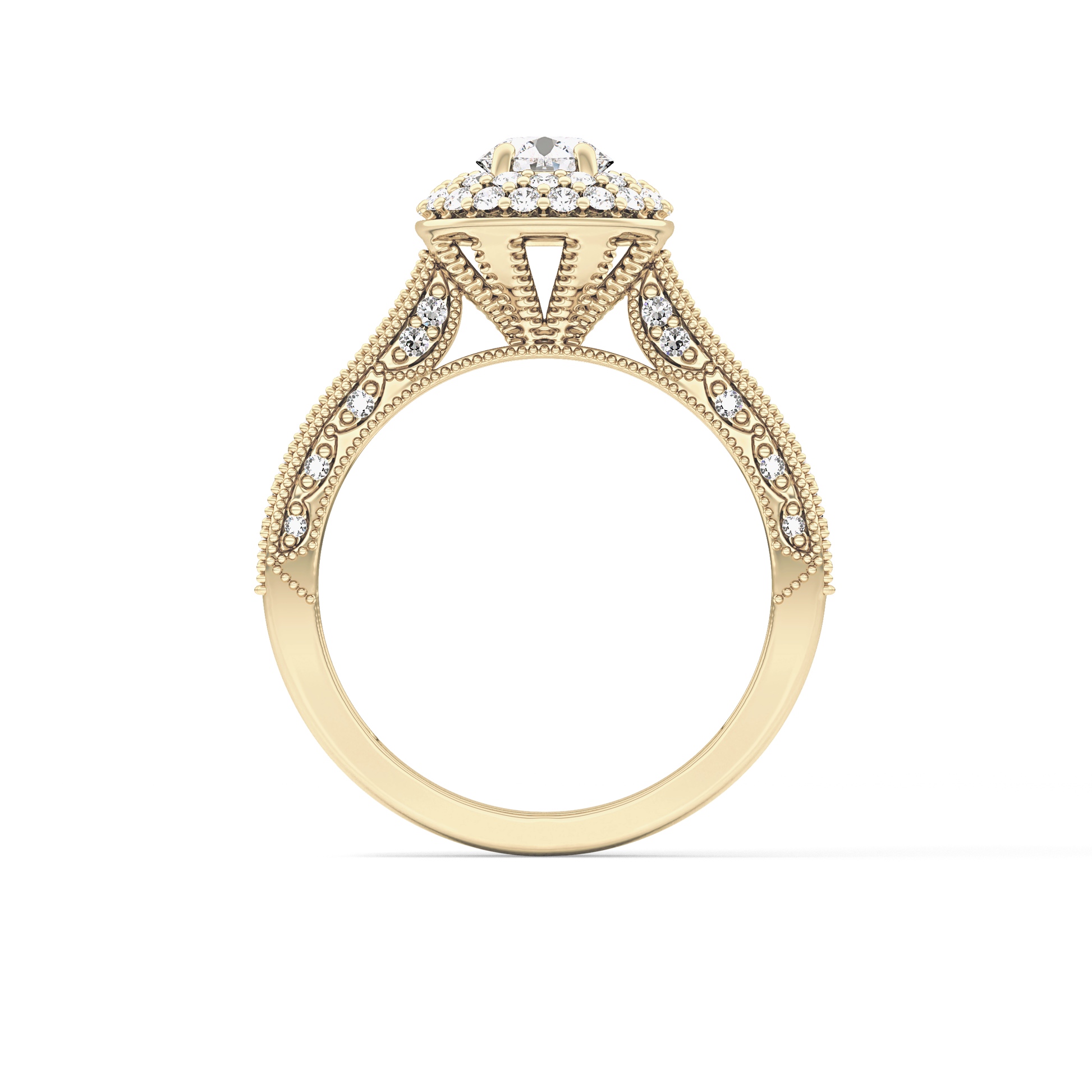 Round Halo & Pave Lab Grown Diamond Engagement Ring