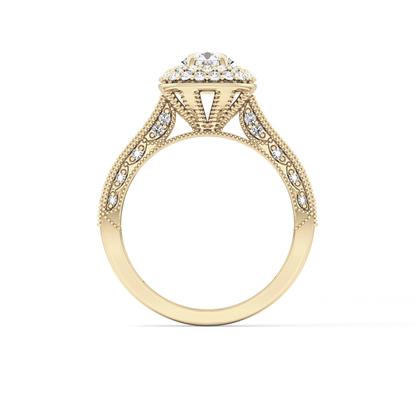 Round Halo & Pave Lab Grown Diamond Engagement Ring