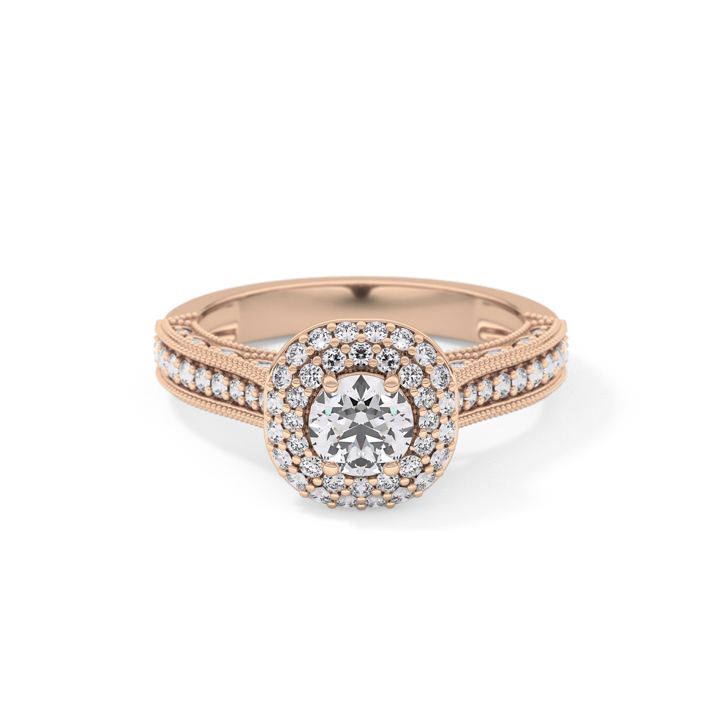 Round Halo & Pave Lab Grown Diamond Engagement Ring