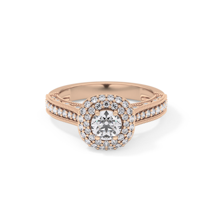 Round Halo & Pave Lab Grown Diamond Engagement Ring