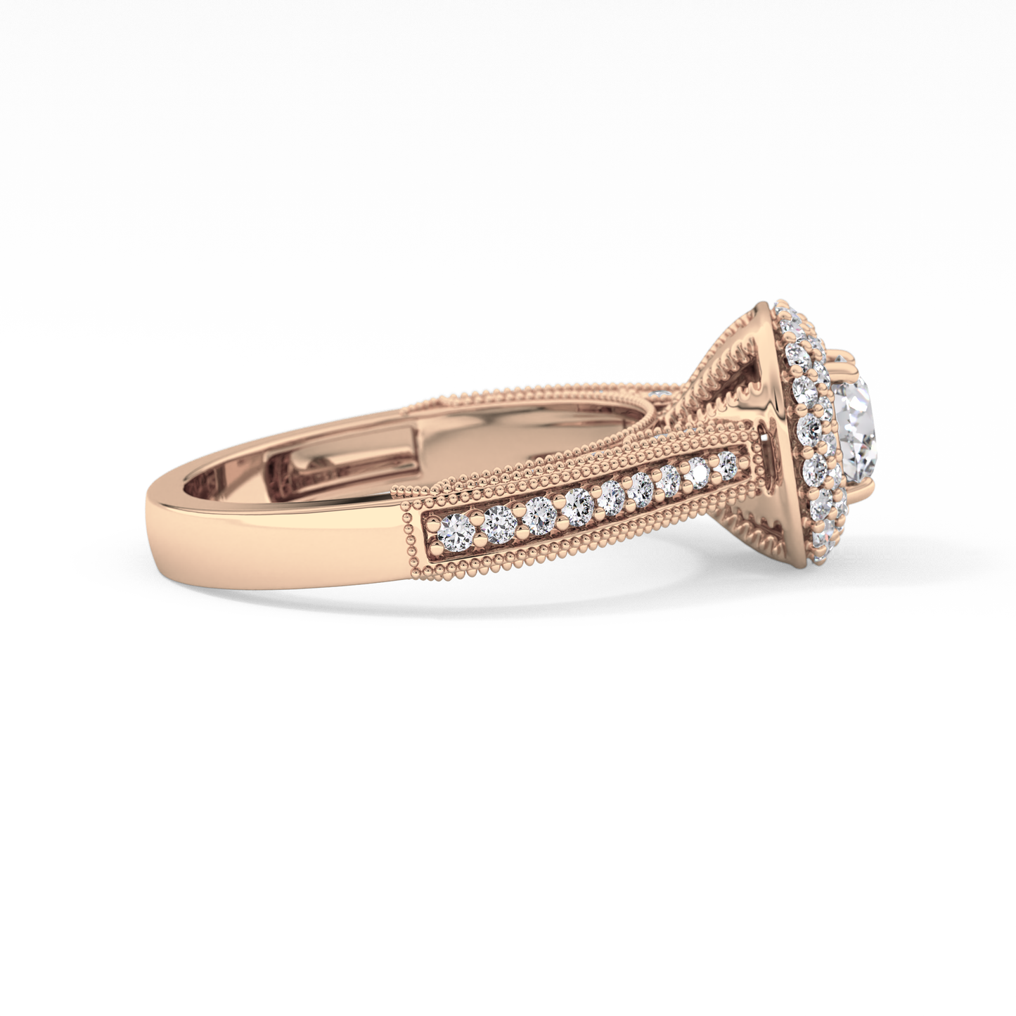 Round Halo & Pave Lab Grown Diamond Engagement Ring