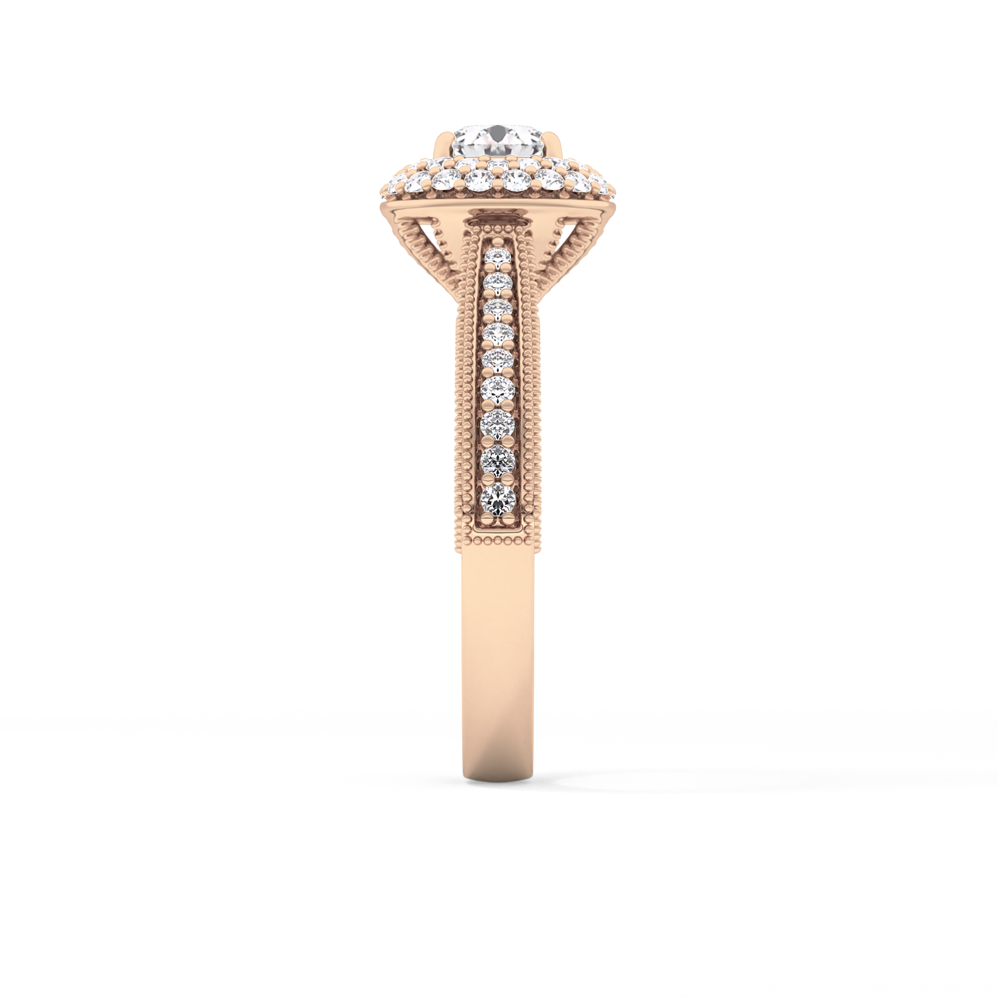 Round Halo & Pave Lab Grown Diamond Engagement Ring