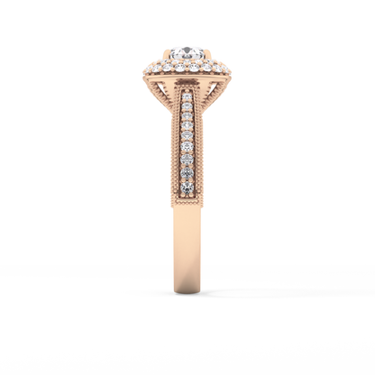 Round Halo & Pave Lab Grown Diamond Engagement Ring