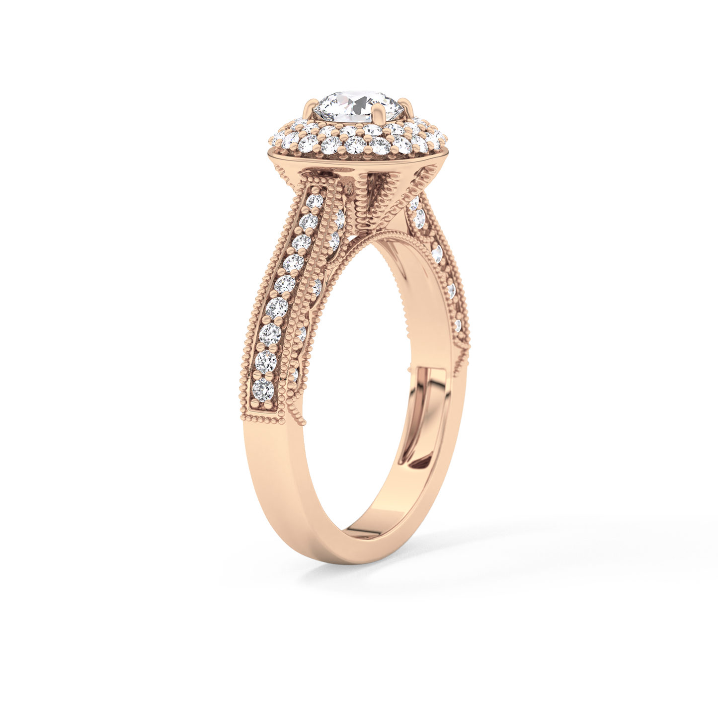 Round Halo & Pave Lab Grown Diamond Engagement Ring