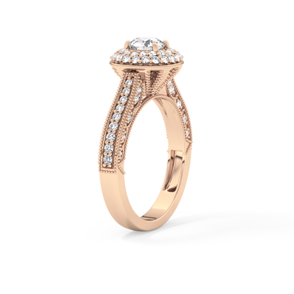 Round Halo & Pave Lab Grown Diamond Engagement Ring