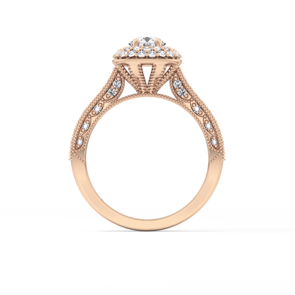 Round Halo & Pave Lab Grown Diamond Engagement Ring