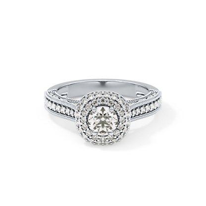 Round Halo & Pave Lab Grown Diamond Engagement Ring