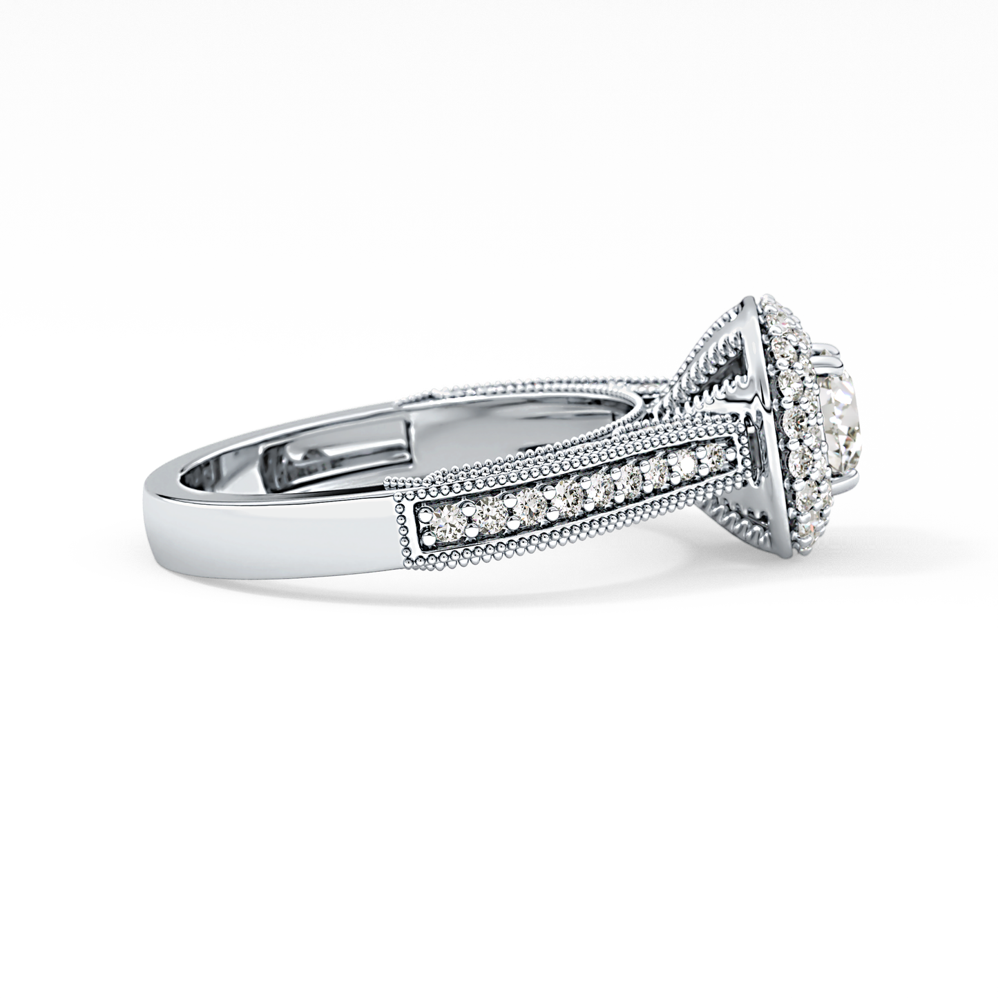 Round Halo & Pave Lab Grown Diamond Engagement Ring