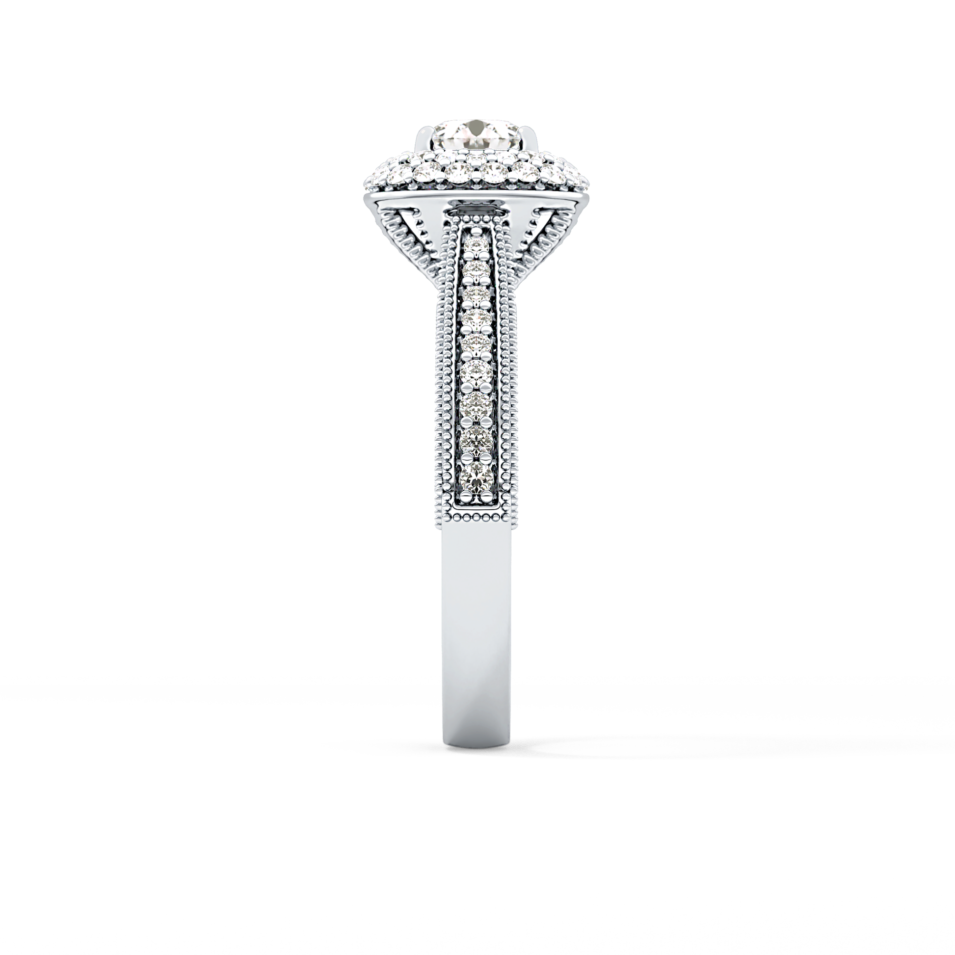 Round Halo & Pave Lab Grown Diamond Engagement Ring